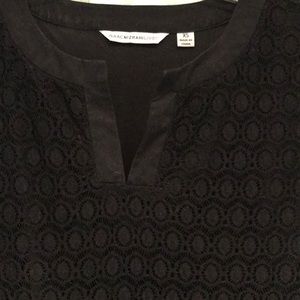 Short sleeve black lace dress, S